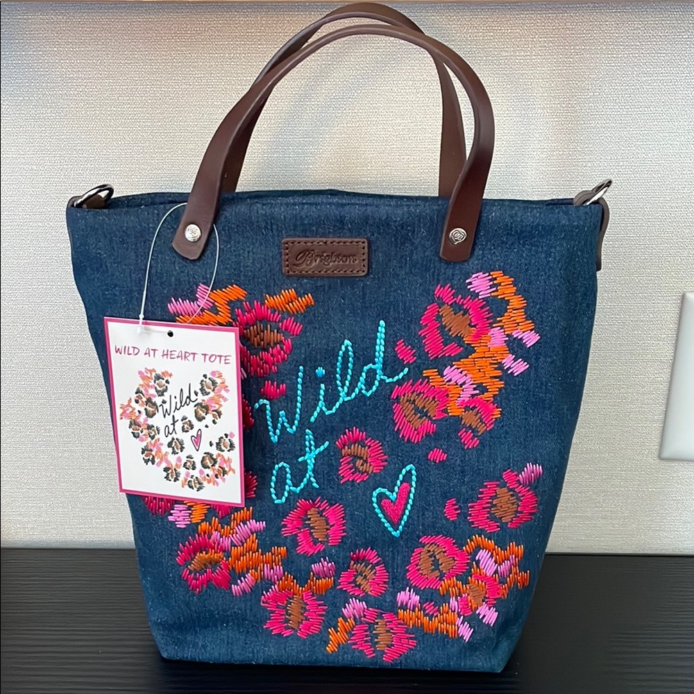 Brighton Wild at Heart Denim Messenger Bag NWT